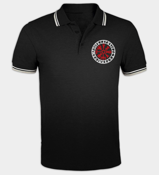 Vegvisir brodeerattu pikeepaita